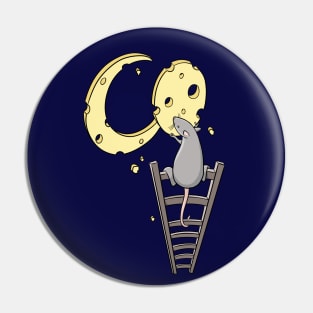 Cute Moon Cheese Mouse on Ladder for Rodent Lovers Pin