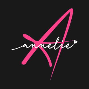 Annelie Name Personalized Pink Calligraphy Monogram T-Shirt