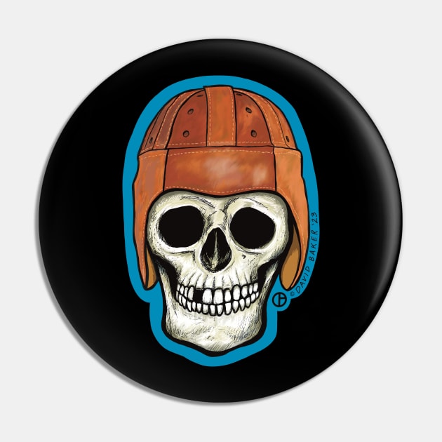 Leather Football Helmet Skull Pin by Art from the Blue Room