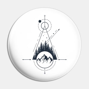 Inspirational Illustration With Mountains And Pine Trees In Geometric Style Pin