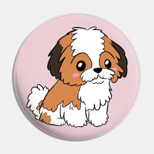 Cute shih tzu dog cartoon illustration Pin