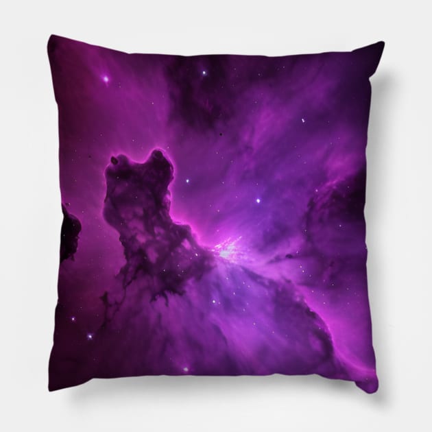 Bright Purple Nebula Space & Stars Pillow by VersoDigitalDesign