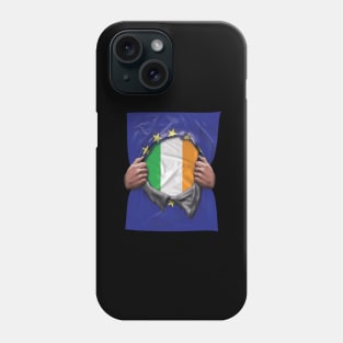 Ireland Flag European Union Flag Ripped Open - Gift for Irish From Ireland Phone Case