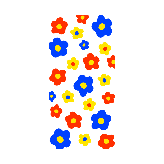 Vintage Aesthetic Minimalist Primary Color Flowers by shopY2K