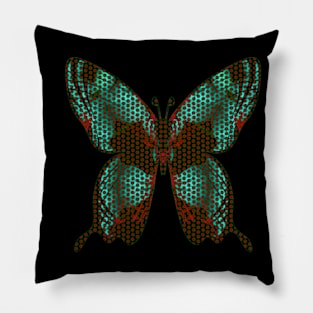 Fantasy Butterfly in Iridescent Green Polka Dot Pillow