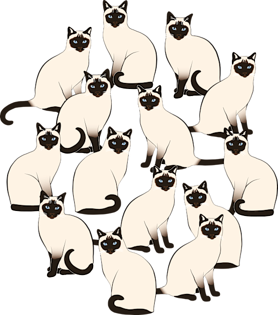 Siamese Cats Group Kids T-Shirt by nadyabasos