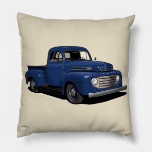 1950 Ford F1 Pickup Truck in dark blue Pillow