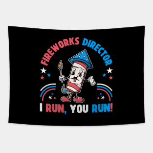 4th Of July Fireworks Director I Run You Run Retro Vintage Style Patriotic Tapestry