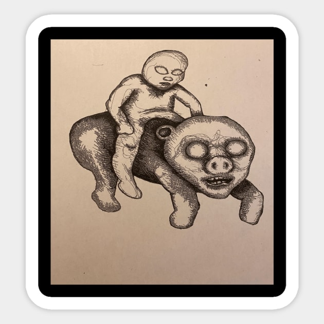 Big hog race - Surrealism - Sticker | TeePublic
