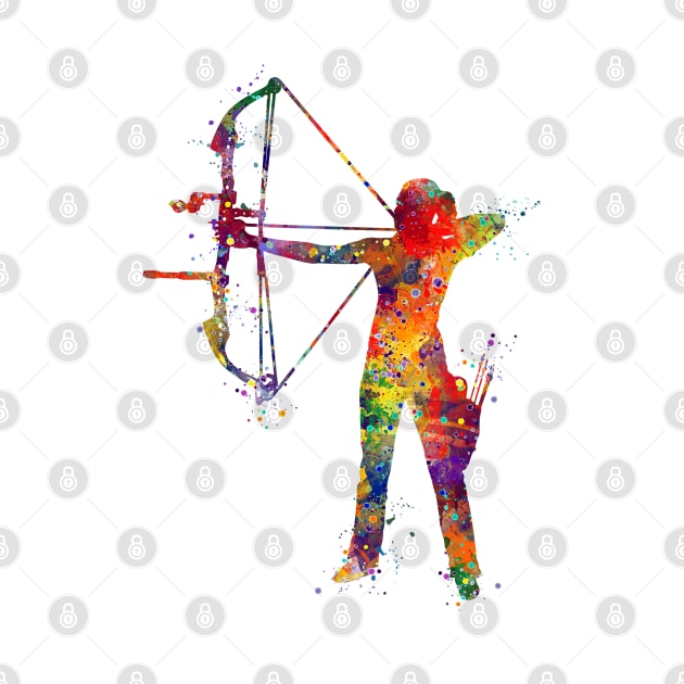 Archery Girl Watercolor Sport Gift by LotusGifts