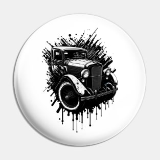 Splash Art. 20s vintage car B&W image Pin