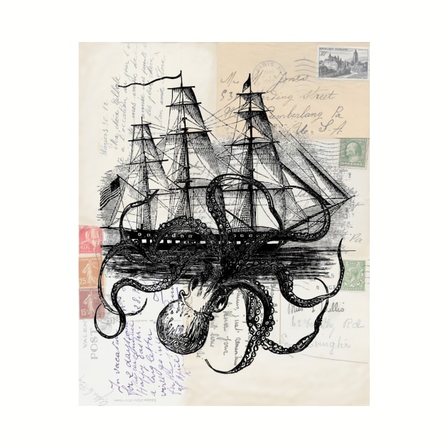 Octoship on Old Postcards by missdebi27