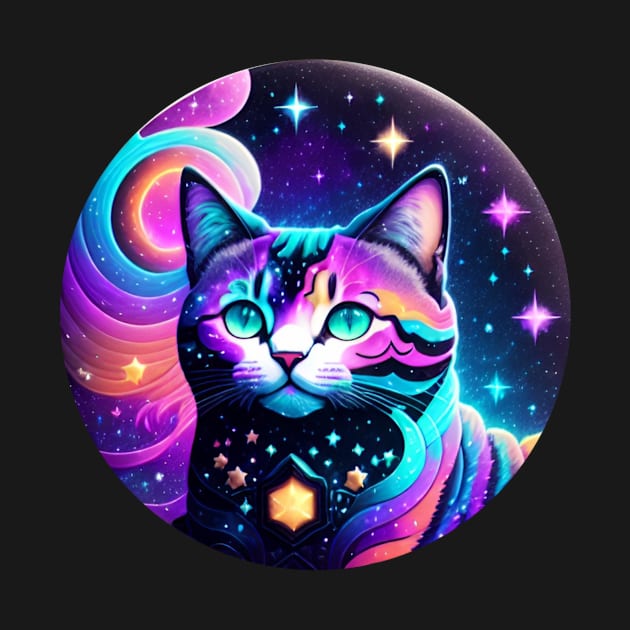 Cute Galaxy Cat Lovers Tee by PauLeeArt