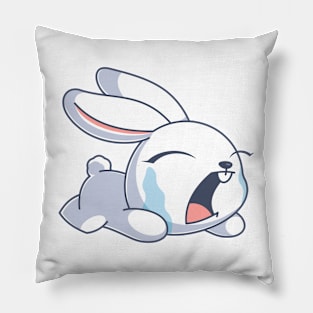 The cute bunny is crying cartoon Pillow