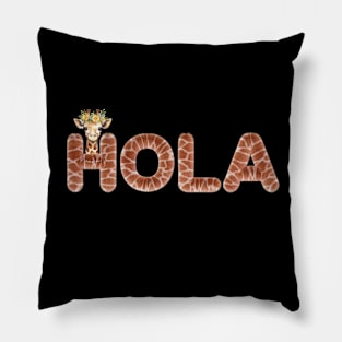 Hola, español: Simpática jirafa dice Hola. Pillow