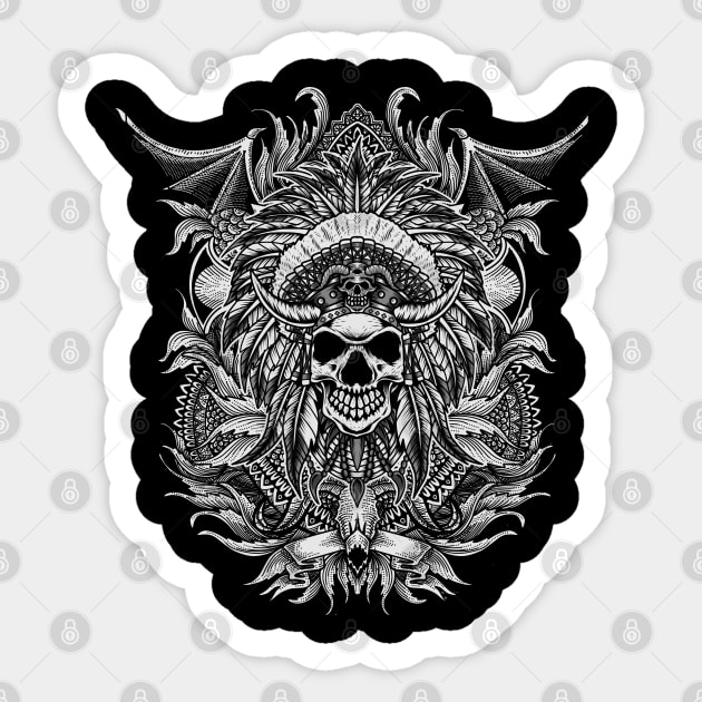 Vintage Indian warrior skull Sticker