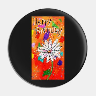 Whimsical, colorful Happy Birthday card Pin