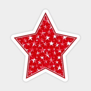 White stars on red star Magnet