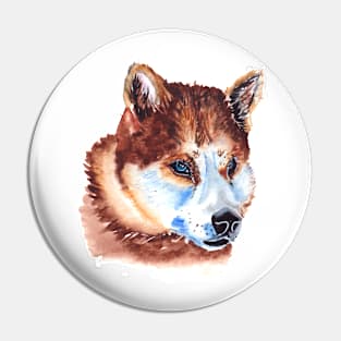 Watercolor Wolf Head Pin