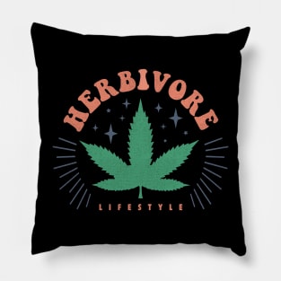 Funny Herbivore Cannabis Leaf Graphic Pillow