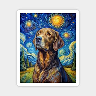 Labrador Retriever Dog Breed Painting in a Van Gogh Starry Night Art Style Magnet