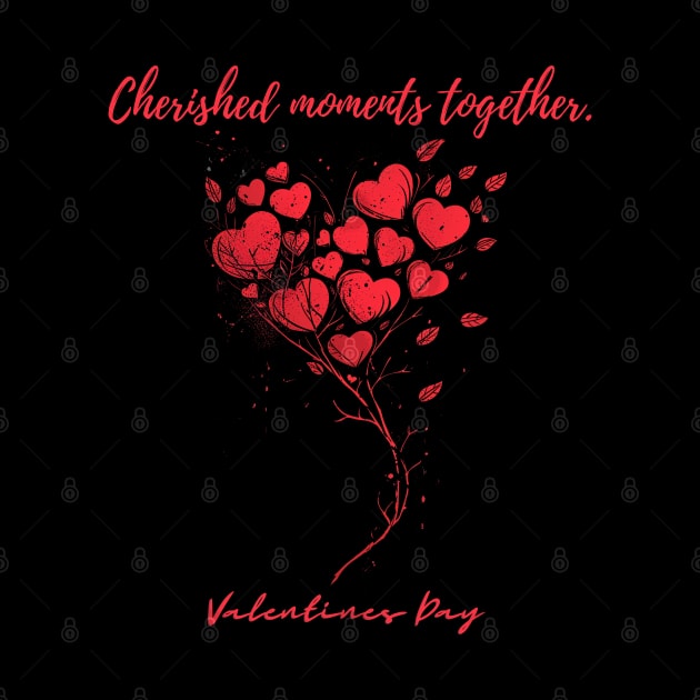 Cherished moments together. A Valentines Day Celebration Quote With Heart-Shaped Baloon by DivShot 