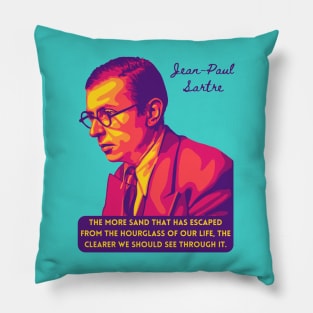 Jean-Paul Sartre Portrait and Quote Pillow