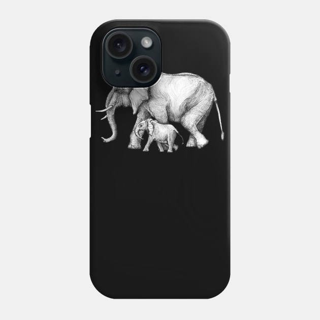 Mama Elephant and Baby Tag-a-long Phone Case by dotsofpaint