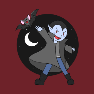 Halloween Vampire with Cute Bat Friend T-Shirt