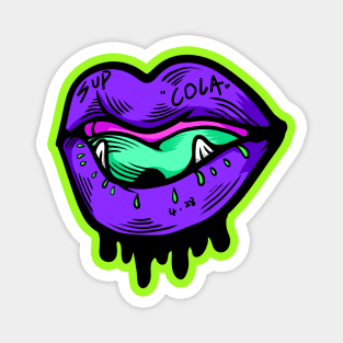 Dope purple evil mouth illustration Magnet