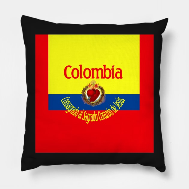 Colombia Consagrado al Sagrado Corazon de Jesus Spanish for Sacred Heart of Jesus Catholic Detente Pillow by hispanicworld