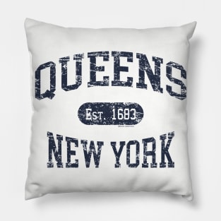 Queens NY Vintage Distressed Retro Print Pillow