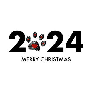 2024 text red paw prints T-Shirt