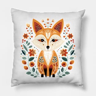 Scandinavian Folk Art Fox Pillow