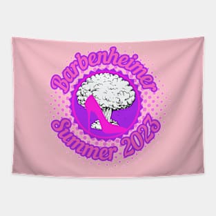 BARBENHEIMER Summer 2023. Hot Pink Stiletto Bomb. Retro Classic Style Tapestry