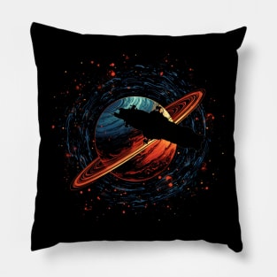 Roci flying by Saturn - Sci-fi Pillow