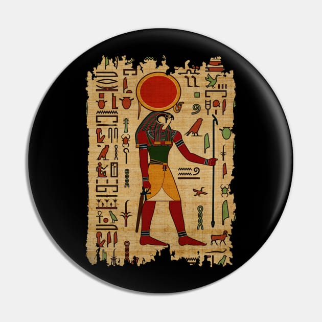 Egyptian Re-Horakhty  - Ra-Horakht  Ornament on papyrus Pin by Nartissima