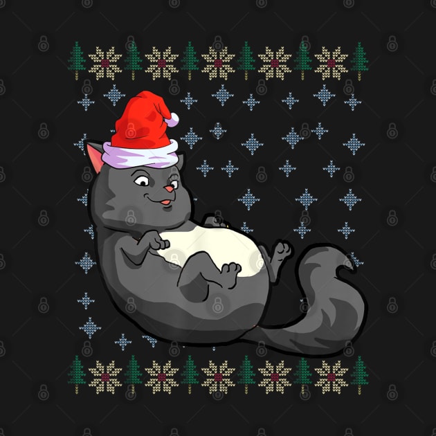 Black Cat Christmas Santa Hat Cat Lover by Mitsue Kersting