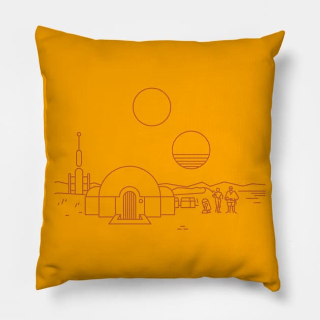 Tatooine's twofold sunset Pillow by Chill Studio