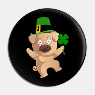 Irish Pug Leprechaun Hat St Patricks Day Shamrock Boys Girls Kids Dog Lovers Gift Pin