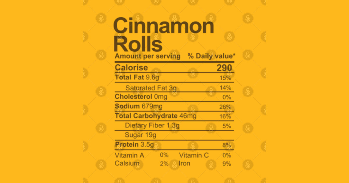 cinnamon roll Nutrition Facts Nutritional Facts TShirt TeePublic