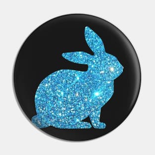 Light Blue Faux Glitter Easter Bunny Pin