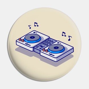 Turntable With Vinyl Cartoon Pin