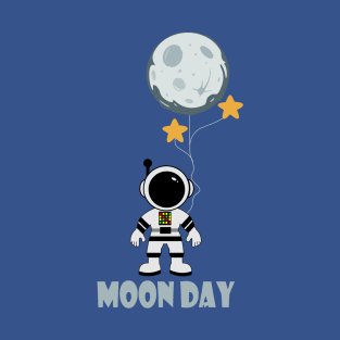 Moon day Astronaut Cartoon(Blue) T-Shirt