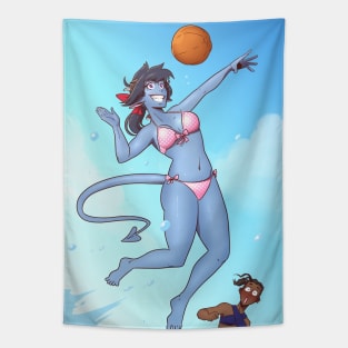 Blue Tiefling Volleyball Tapestry