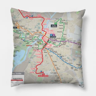 Angers - Night Map - France - HD Pillow