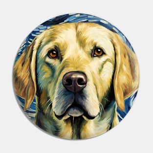 Labrador Retriever Dog Breed in a Van Gogh Starry Night Art Style Pin