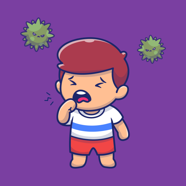 Cute Boy With Fever And Flu Cartoon by Catalyst Labs