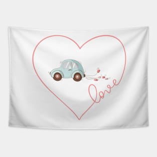 Just married car Honeymoon Couple Matching Gift Tapestry