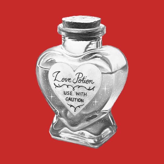 Sepia Alchemy Love elixir potion - monochrome heart bottle by LukjanovArt